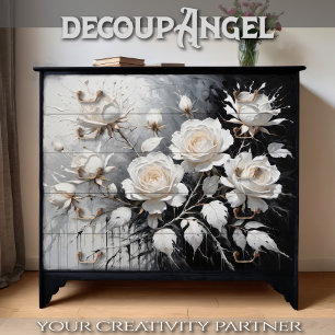 Serenade aus Schwarz und Weiß - Decoupage - Seidenpapier