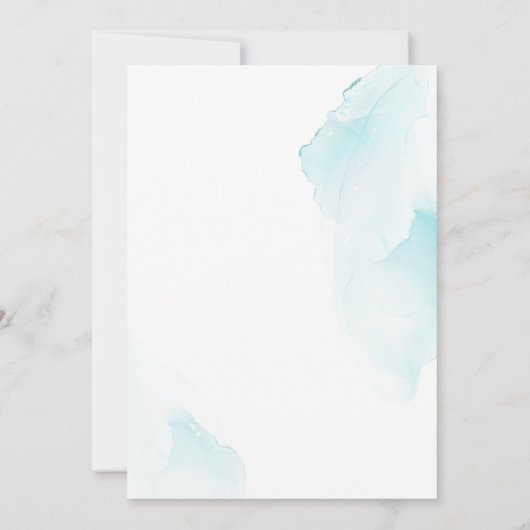 Serenade in Blau: Hochzeit der Wasserfarben Einladung (Rückseite)