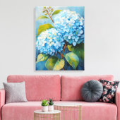 Serenade in Blau: Hydrangea Harmony Leinwanddruck (Insitu (Wohnzimmer))