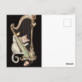 Serenade in Gold – Cat & Harp Postcard Postkarte (Rückseite)