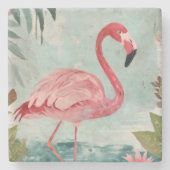 Serenade in Pink: Ein Flamingo-Paradies Steinuntersetzer (Vorderseite)