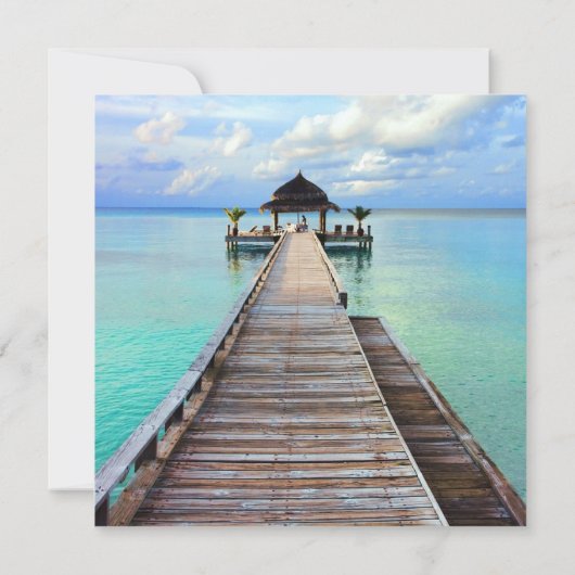 Serenade Jetty Maldives Beach Hochzeit - schwarz Einladung (Rückseite)