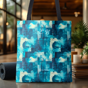 Serenblaue abstrakte personalisierte Tragetasche Tasche