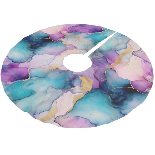 Serendipity Crystal Blue Polyester Weihnachtsbaumdecke (Schrägansicht)