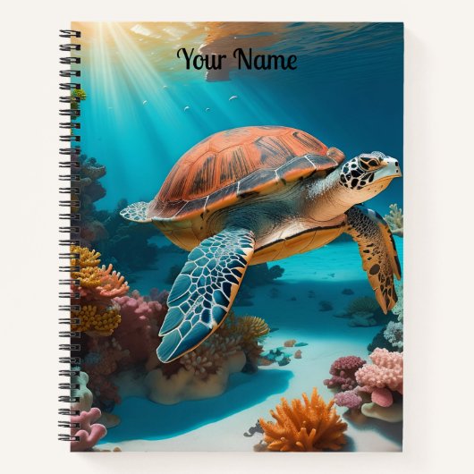 Serene 3D Sea Turtle im Ozean Tranquiles Meeresleb Notizblock (Vorderseite)