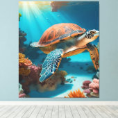 Serene 3D Sea Turtle in Ocean - Tranquil Marine Li Leinwanddruck (Insitu (Holzboden))
