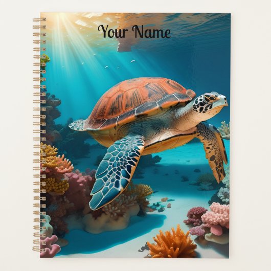 Serene 3D Sea Turtle in Ocean - Tranquil Marine Li Planer (Vorderseite)