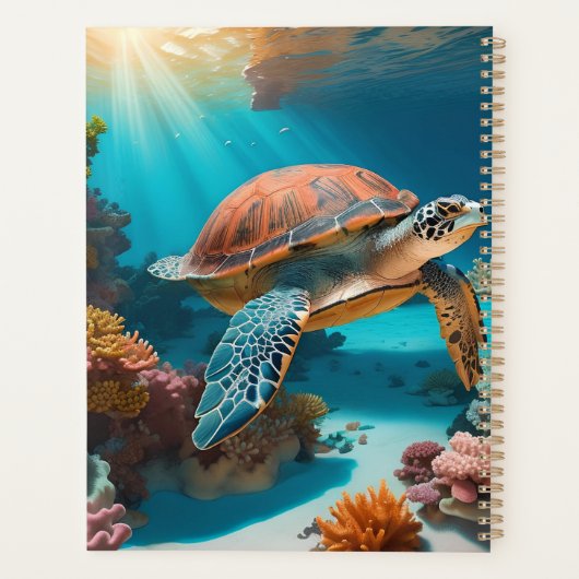 Serene 3D Sea Turtle in Ocean - Tranquil Marine Li Planer (Rückseite)