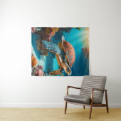Serene 3D Sea Turtle in Ocean - Tranquil Marine Li Wandteppich (Beispiel (Horizontal))