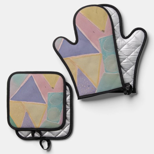 Serene Abstracts: A Pastel Dream Ofenhandschuh & Topflappen-Set (Vorderseite/Rückseite)