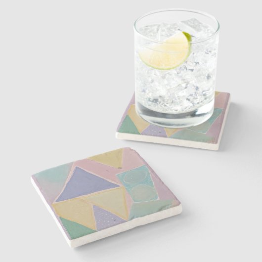 Serene Abstracts: A Pastel Dream Steinuntersetzer (Seitenansicht)