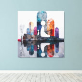 Serene Abstrakte Meditationsfiguren - Farbenfrohe Leinwanddruck (Insitu (Holzboden))