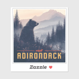Serene Adirondack Bär: Ein Vintager Aufkleber