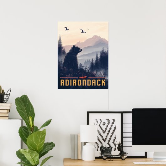 Serene Adirondack Bär: Ein Vintager Poster (Heimbüro)