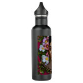 Serene afroamerikanische Frau mit Blume Edelstahlflasche (Links)