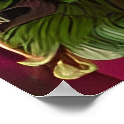 Serene afroamerikanische Frau mit Blume Poster (Ecke)