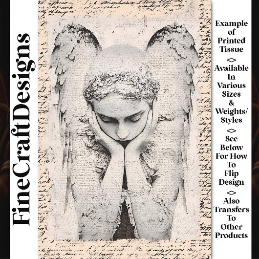Serene Angel + Vintages Script Gothic AF7 Decoupag Seidenpapier