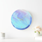 Serene Aquamarin Lavender Rose Große Wanduhr (Zuhause)