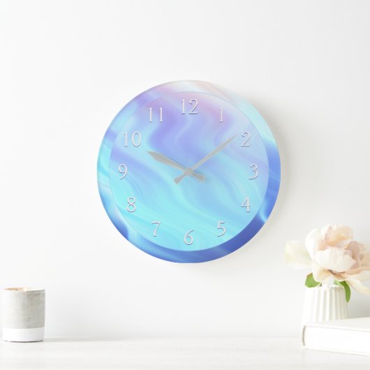 Serene Aquamarin Lavender Rose Große Wanduhr (Zuhause)