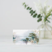 Serene Aquamarin und Gold Zen Wasserfarbenwelt Lan Visitenkarte (Stehend Vorderseite)