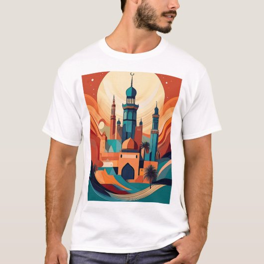 Serene Arabian Moschee: Kulturkunst drucken T-Shirt (Vorderseite)