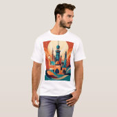 Serene Arabian Moschee: Kulturkunst drucken T-Shirt (Vorne ganz)