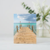 Serene Aruba Long Wooden Dock & Ocean Bliss Postkarte (Stehend Vorderseite)