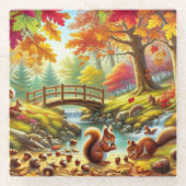 Serene Autumn Forest Scene Malerei Glasuntersetzer (Vorderseite)