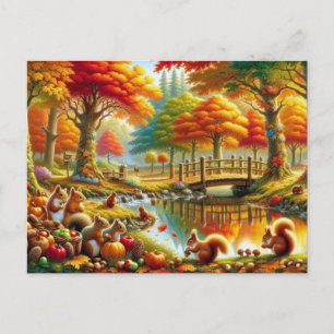 Serene Autumn Forest Scene Malerei Postkarte