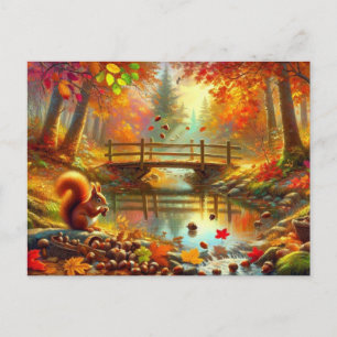 Serene Autumn Forest Scene Malerei Postkarte