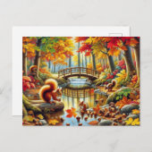 Serene Autumn Forest Scene Malerei Postkarte (Vorne/Hinten)