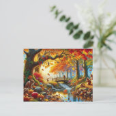 Serene Autumn Forest Scene Malerei Postkarte (Stehend Vorderseite)