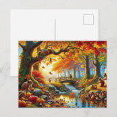 Serene Autumn Forest Scene Malerei Postkarte (Vorne/Hinten)