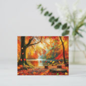 Serene Autumn Forest Scene Malerei Postkarte (Stehend Vorderseite)