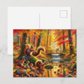 Serene Autumn Forest Scene Malerei Postkarte (Vorne/Hinten)