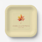 Serene Autumn Leaf Watercolor Pappteller (Vorderseite)