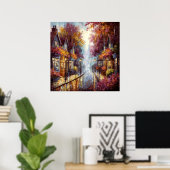 Serene Autumn Street - Painterly Town Art Poster (Heimbüro)