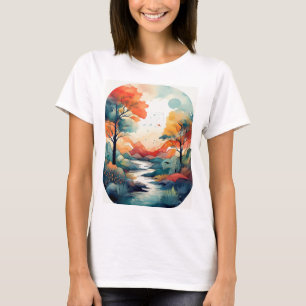 Serene Autumn Sunset: Nature Inspiriert Print T-Shirt