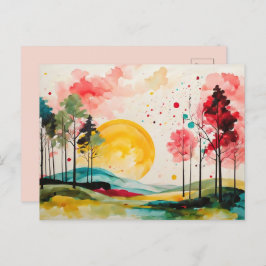 Serene Autumn Watercolor Landschaft Postkarte