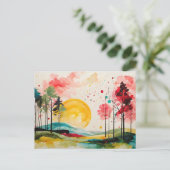 Serene Autumn Watercolor Landschaft Postkarte (Stehend Vorderseite)