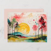 Serene Autumn Watercolor Landschaft Postkarte (Vorne/Hinten)