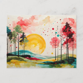 Serene Autumn Watercolor Landschaft Postkarte
