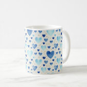 Serene Azure & Gold Wasserfarben-Herzen Kaffeetasse (VorderseiteRechts)