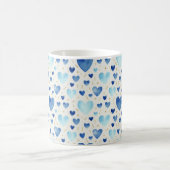 Serene Azure & Gold Watercolor Hearts Kaffeetasse (Mittel)
