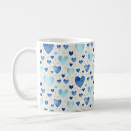 Serene Azure & Gold Watercolor Hearts Kaffeetasse