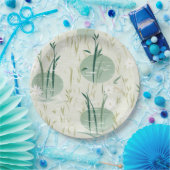 Serene Bamboo Blossom Asian (10) Pappteller (Party)