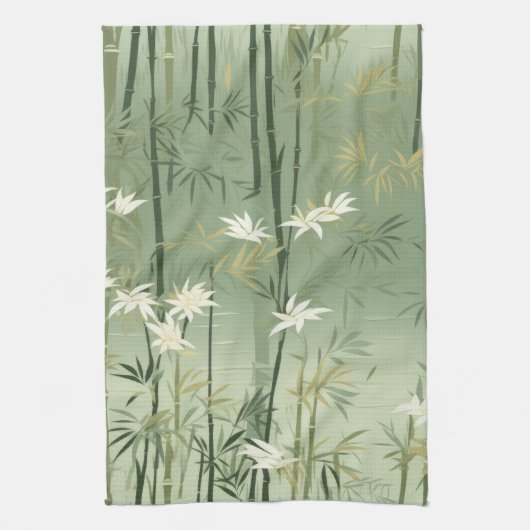 Serene Bamboo Blossom Asian (6) Geschirrtuch (Vertikal)