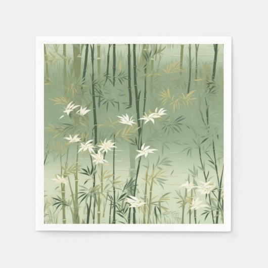 Serene Bamboo Blossom Asian (6) Serviette (Vorderseite)