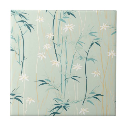 Serene Bamboo Blossom Asian  (9) Fliese (Vorderseite)