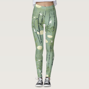 Serene Bamboo Blüten Asiatisch  (5) Leggings